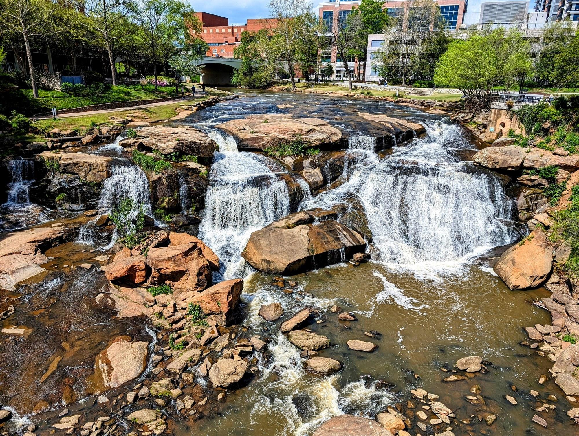 Falls Park waterfall on the Reedy River in Greenville, South Carolina
